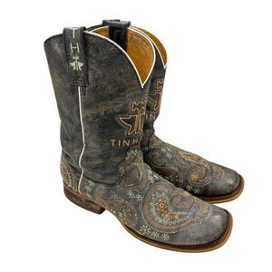 Tin Haul Womens 10 Bandana Bandit Boots With Wild Rag Sole Embroidered Western